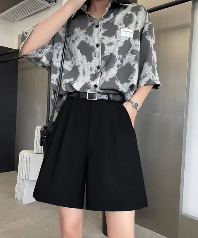 5分丈-タックショートパンツ-レディース