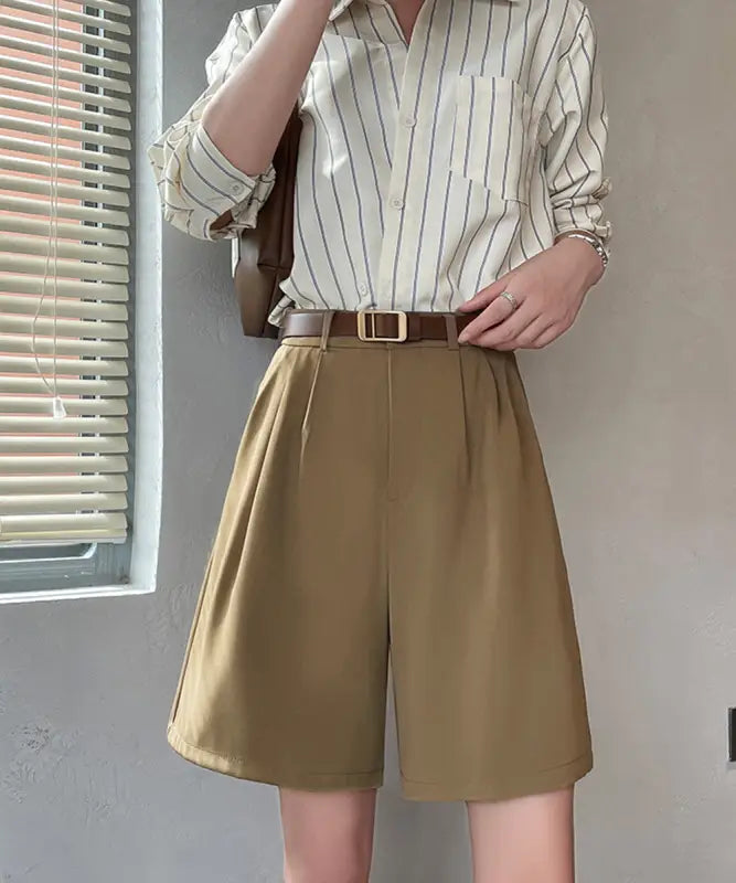 5分丈-タックショートパンツ-レディース
