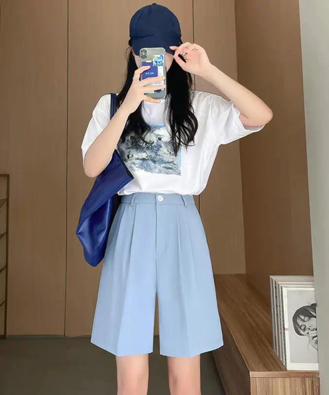 5分丈-タックショートパンツ-レディース