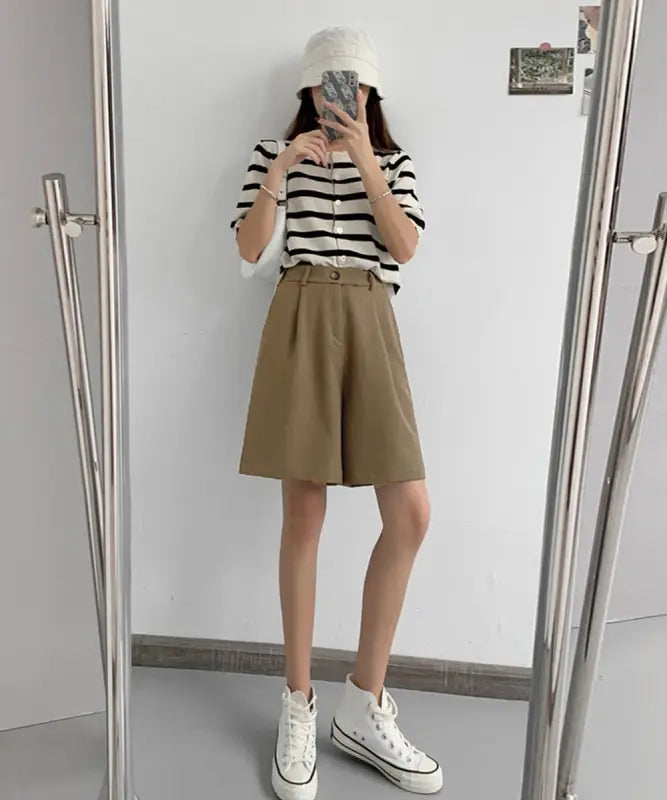 5分丈-タックショートパンツ-レディース