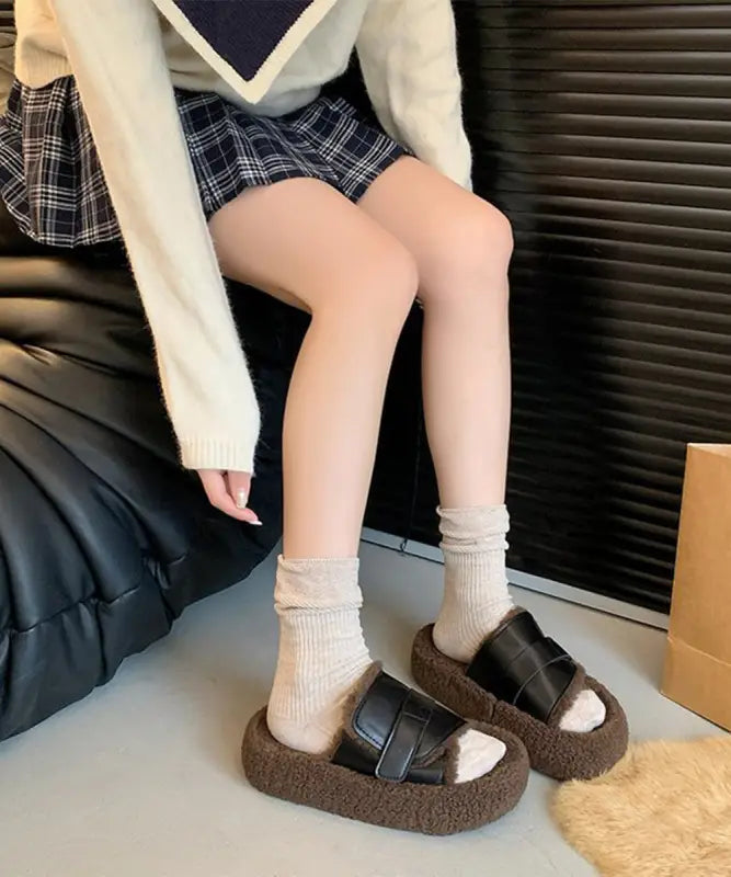 ファーサンダル 厚底 レトロボアサンダル - 80TONGTAI-022 サンダル・ミュール サンダル