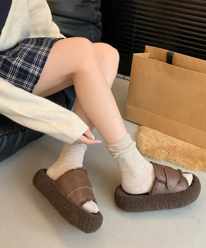 ファーサンダル 厚底 レトロボアサンダル - 80TONGTAI-022 サンダル・ミュール サンダル