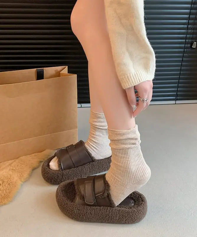 ファーサンダル 厚底 レトロボアサンダル - 80TONGTAI-022 サンダル・ミュール サンダル