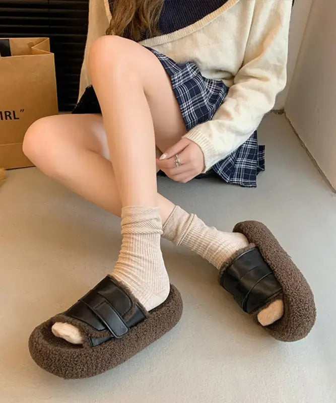 ファーサンダル 厚底 レトロボアサンダル - 80TONGTAI-022 サンダル・ミュール サンダル