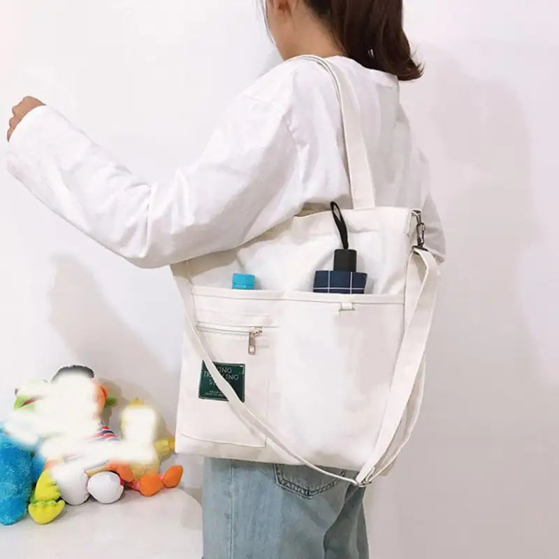 キャンバス-トートバッグ-2way-軽量