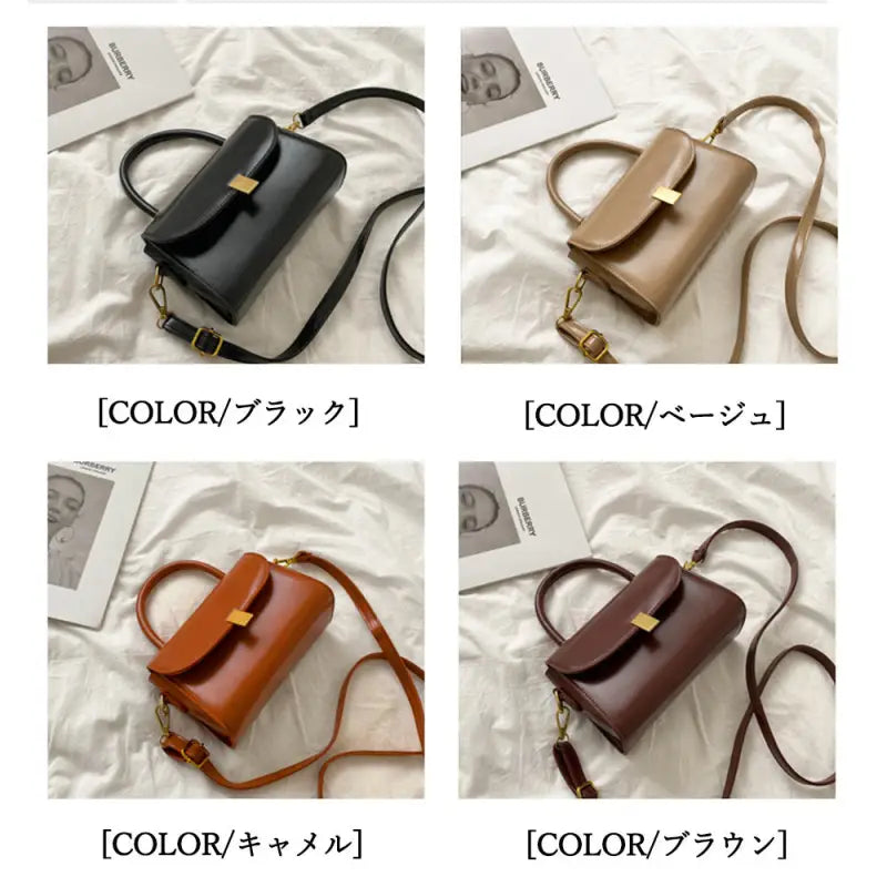 レトロショルダーバッグPUレザー2way