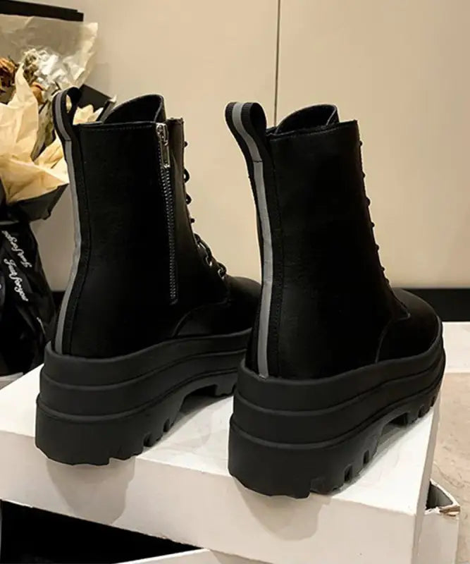 ショートブーツ厚底 ワークブーツ美脚脚長 - 83RAJL-015 その他(靴) その他(靴)