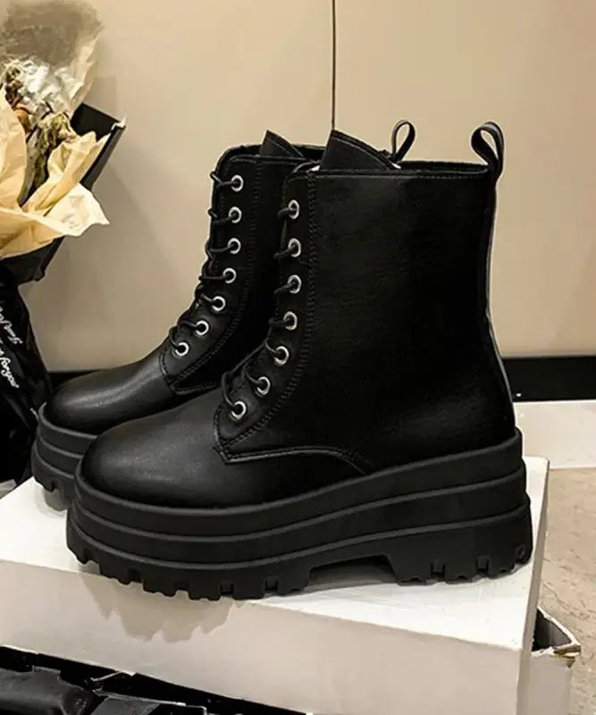 ショートブーツ厚底 ワークブーツ美脚脚長 - 83RAJL-015 その他(靴) その他(靴)