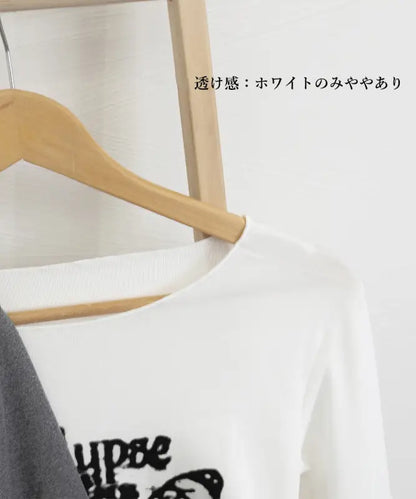 ヘソ出しロゴtシャツ-長袖-オルチャン