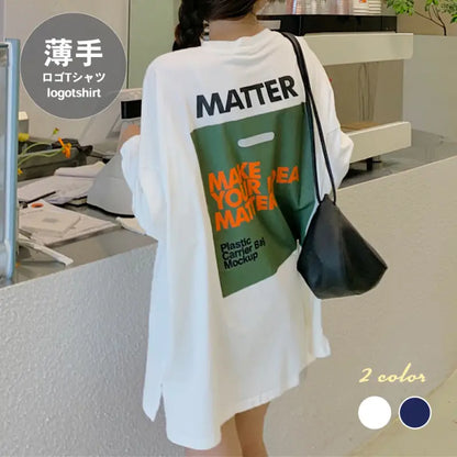 プリント-ロングTシャツ-レディース